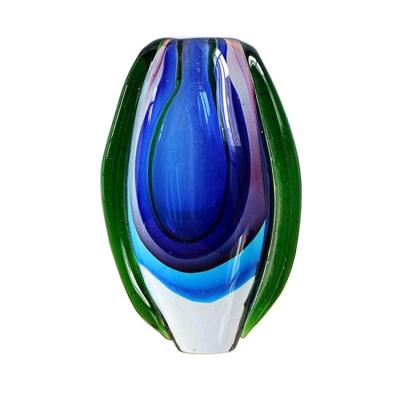 China Art Collectible Contemporary Multicolor Handcrafted Glass Flower Vase for sale