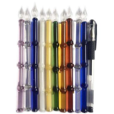 China Financial institutions creative crafts immersion crystal bamboo glass pen for sale