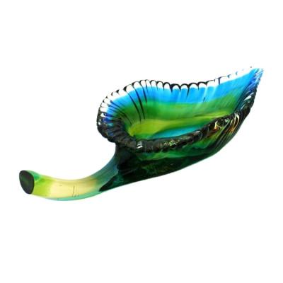 China Contemporary Leaves Shape Fruit Dish Hand Made Murano Glass Dish for sale