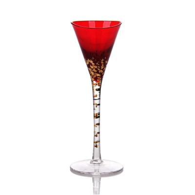 China Gold Colored Broken Leg Head Wine Blown Glass Cocktail Glass Cup for sale