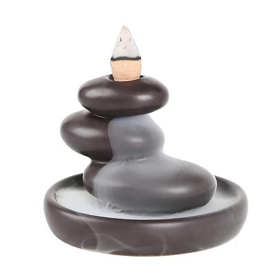 China Wholesale Chinese Incense Backflow Incense Waterfall Burner Stone Rock Garden, Antique Ceramic Home Indoor Backflow Cense Holder For Fresh Air for sale