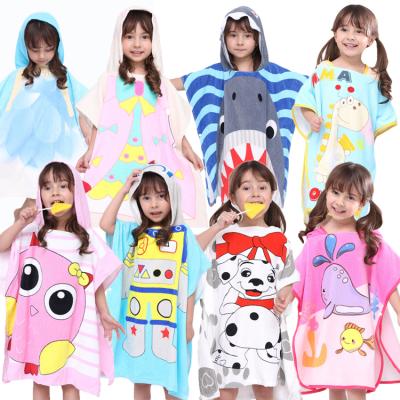 China 2020 New QUICK DRY Cartoon Cotton Beach Towel Kids 100% Hooded Bathrobe for sale