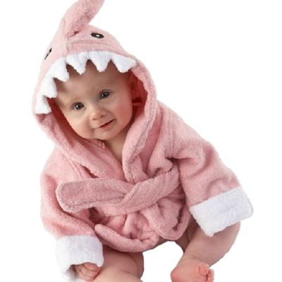 China QUICK DRY 0-36 months embroidered animal pink shark used bathrobes for kids for sale