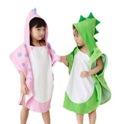 China Dinosaur Towel Kids Cotton Coat Beach Towel Hooded QUICK DRY Cartoon Printed Children Bathrobe Wholesale for sale