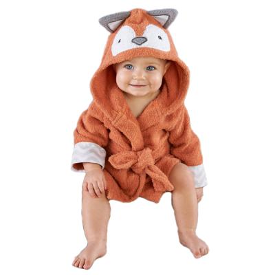 China 100% QUICK DRY Terry Cotton Material Brown Fox Bath Boys Girls Sleepwear for sale