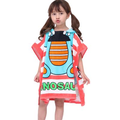 China 100% Cotton Hooded Towel Dinosaur Cartoon Kids Bathrobe Kids Hooded Beach Towel QUICK DRY Towel for sale