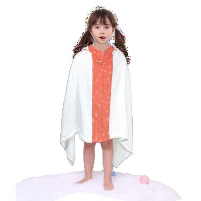 China New Arrival High Quality QUICK DRY Kids Color Poncho With Larger Hooded White Towel for sale