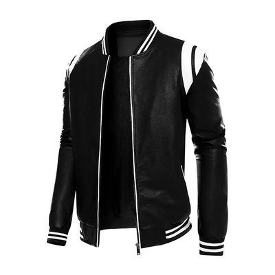 China Breathable 9901 New Arrive Solid Stand Collar High Quality Leather Jacket Men PU Leather Jacket For Men for sale