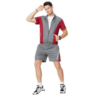 China Fahion QUICK DRY New Men's Leisure Sports Set Plus Size Cardigan Zipper Two Piece Sets New Summer Outdoor Fitness Set for sale