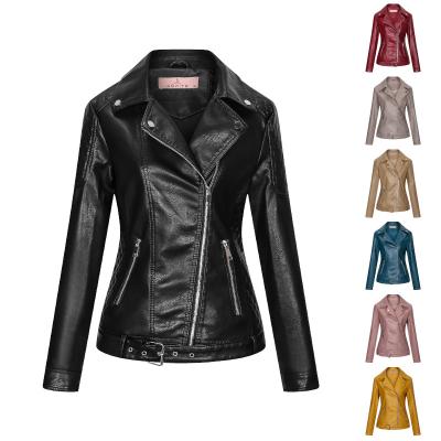 China 810 New Turn-Down Logo Leather Jacket Collar Crop Outdoor Jacket Custom Made Women PU Breathable Leather Jackets for sale