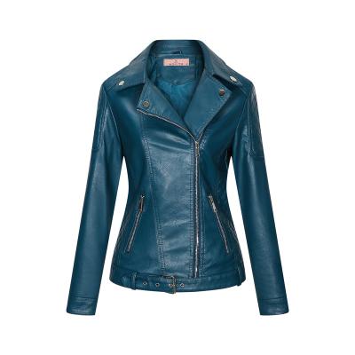 China 810 Fashion PU Leather Jacket Logo Turn-Down Collar Crop Jacket Breathable Outdoor Custom Leather Jackets Women for sale