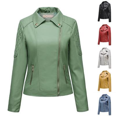 China Viable Ladies Leather Jacket High Quality Winter Long Sleeve Casual Windproof Design Women's PU Jacket for sale