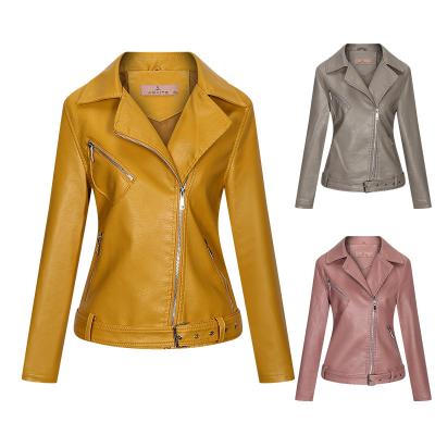 China Custom Logo Outdoor Jacket Woman Bomber Jacket New PU 811W Leather Jacket Fashion Casual Autumn Blazer Breathable for sale