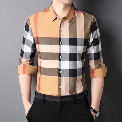 China OEM vertical striped anti-pilling men's shirt custom logo striped t-shirt men for burberrry shirt men's clothing for sale