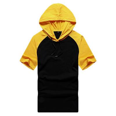 China HTDT45 QUICK DRY plus size men's T-shirts couples T-shirts contrast color sportswear comfortable hooded T-shirt for sale