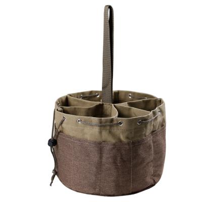 China Outdoor Portable Canvas Cylinder Tool Bag Garden Equipment Tool Bag Drawstring Tool Storage Bag for sale