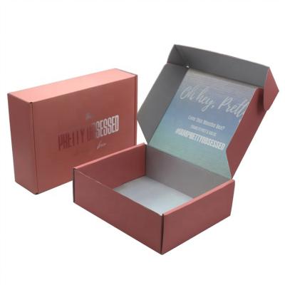 China Recycled Materials Wholesale Recycled Custom Printed Logo Ad Corrugated Paper Box Clothing Packaging Boxes Shipping Pink Mailing Boxes for sale