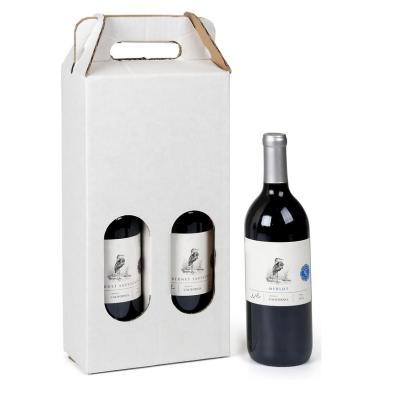 China Recycled Materials Cardboard Wine Carrier, (2) 750ml Bottles, Set of 25 - White for sale