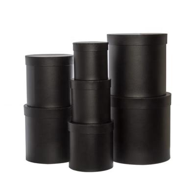 China Recycled Round Materials Gift Flower Box Black 7 Set (25x25cmH) for sale