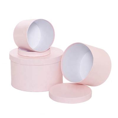 China Recycled Materials Gift Box Around Pale Pink 3 Set (25cmDx15cmH) for sale