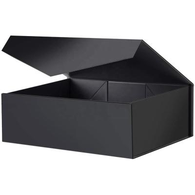 China Large Recycled Materials Gift Box with Lid, Black Gift, Groomsman Box, Collapsible Gift Box with Magnetic Lid (Matte Black) for sale