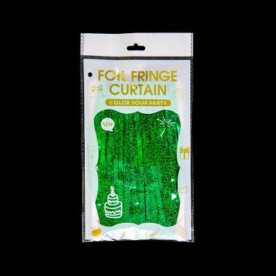 China Decorative Green Metallic Fringe Curtain For Christmas / Birthday / Party Decorations for sale