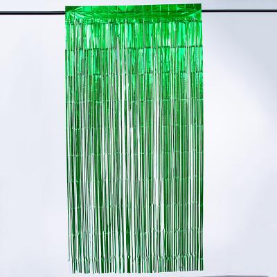 China Multi Color Laser Rain Green Foil Curtain Backdrop For Festive Wall Decor With Various Designs for sale