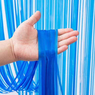 China Customization Halloween Fringe Curtain Decoration PET Foil Fringe Curtain Blue For Party for sale