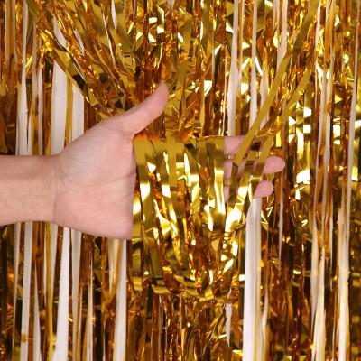 China Vibrant Plastic Party Fringe Curtain Gold Foil Backdrop Adds Surprise And Fun To Events for sale