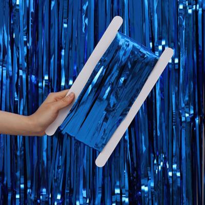 China Blue Modern Birthday Rain Silk Blue Foil Backdrop Colorful Party Tinsel Curtains For Creative Event for sale