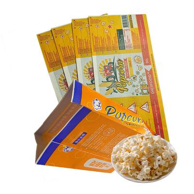 China Disposable Custom Logo Printed Greaseproof Paper Bags Popcorn Food Wrapping Paper Bag for sale