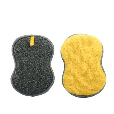 China Gool Quality Two Sides Different Microfiber Stocked Rubbing Sponge For Kitchen Household Cleaning Scrubbing for sale