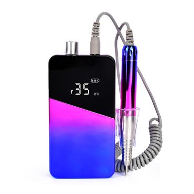 China Electric Nail Drill Customized 2022 Bright Gradient Color Electric Portable Brushless Nail Drill Polisher 35000rpm For Rechargeable Nail Drill for sale