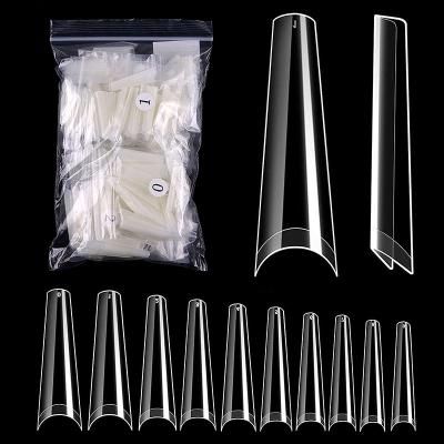 China Salon Effect 500 Pcs / Bag French Square XXL C Curve Straight Slim Half Cover XL Square Extra Long Curved Acrylic Coffin Nail Tips for sale