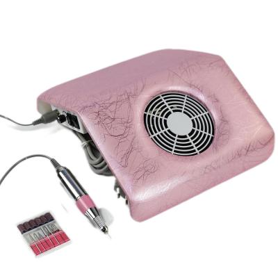 China Durable Rose Color Portable Electric Fan Manicure Filters Nail Suction Drill Table Nail Dust Collector for sale