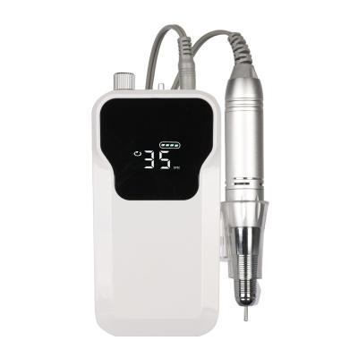 China Art Beauty White 35000rpm Professional Portable Electric Nail Drill Machine Rechargeable Electric Nail File for sale