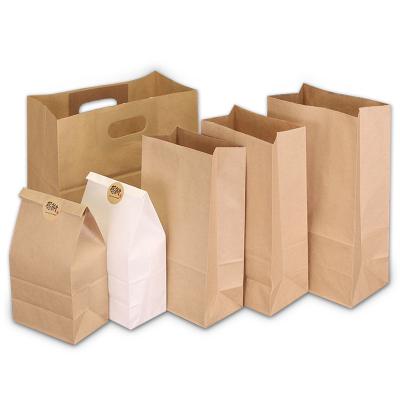 China Recycled materials wholesale custom logo printed food take away portable kraft paper bag packaging paper bag for sale