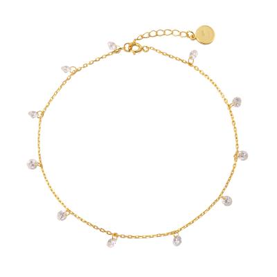 China CLASSIC Custom Anklet Chain Gold Plated Women Jewelry Zircon Jewelry Silver Chain for sale