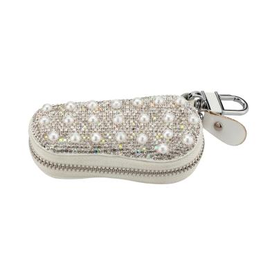 China Hot Sale New Design Fashion Crystal Rhinestones Accessory Key Case With White Pearl for sale