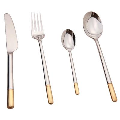 China New Fashionable Gold Half Cutlery Cutlery Set 18/10 18/0 Stainless Steel Cutlery Set Spoon Knife Fork Flatware Set for sale