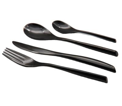 China Long Lasting Stainless Steel Color Gold Black Coated Polish Cutlery Cutlery Tops Set Forged Cutlery for sale