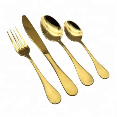 China Sustainable Gold Copper Flatware Cutlery Set Including Fork Spoons Knife Matt Cutlery Set Gold Cutlery for sale