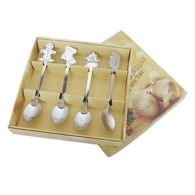 China Christmas Knife Fork Spoon Viable Gift Set Stainless Steel Spoon With Color Box for sale