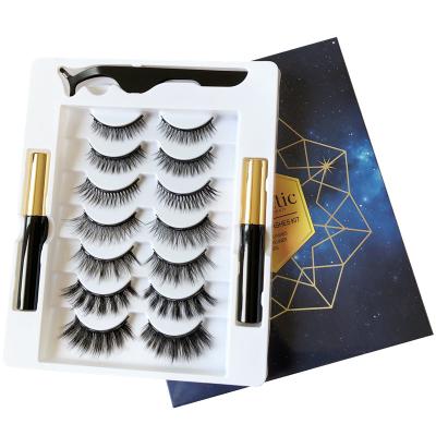 China 2021 Bestselling Natural False Eyelashes Mixed Suit 3D Magnetic Silk Three Pairs Long Set for sale