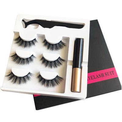 China 2021 Long Three Pairs 3D Natural Bestselling False Magnetic Eyelashes Magnetic Silk Mixed Set for sale