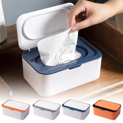 China Modern Multi-Function Dustproof Case Holder Tissue Towel Container Cloth Mask Tissue Mask Desktop Wet Storage Box for sale