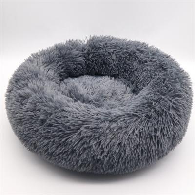 China Wholesale Stocked Round Shape Faux Fur Pets Dog Beds Eco Friendly for sale