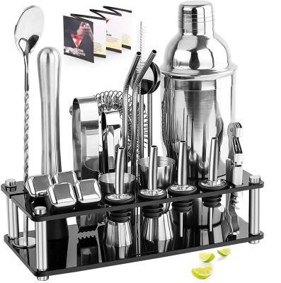 China Multifunctional Cocktail Shakers Kit Bar Tool Kit 23 Pieces Stainless Steel Cocktail Shakers for sale