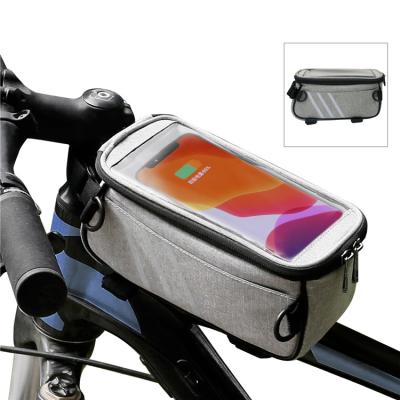 China Front Frame Bag Bicycle Bag Phone Bike Cycling Recycling Pouch Top Mount Waterproof Tube Bag With Cordless Filling for sale