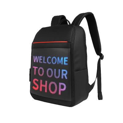 China New WIFI Smart Walk Advertising School Bag Screen Display Light Backpack DIY Waterproof Wholesale Laptop LED Backpack for sale